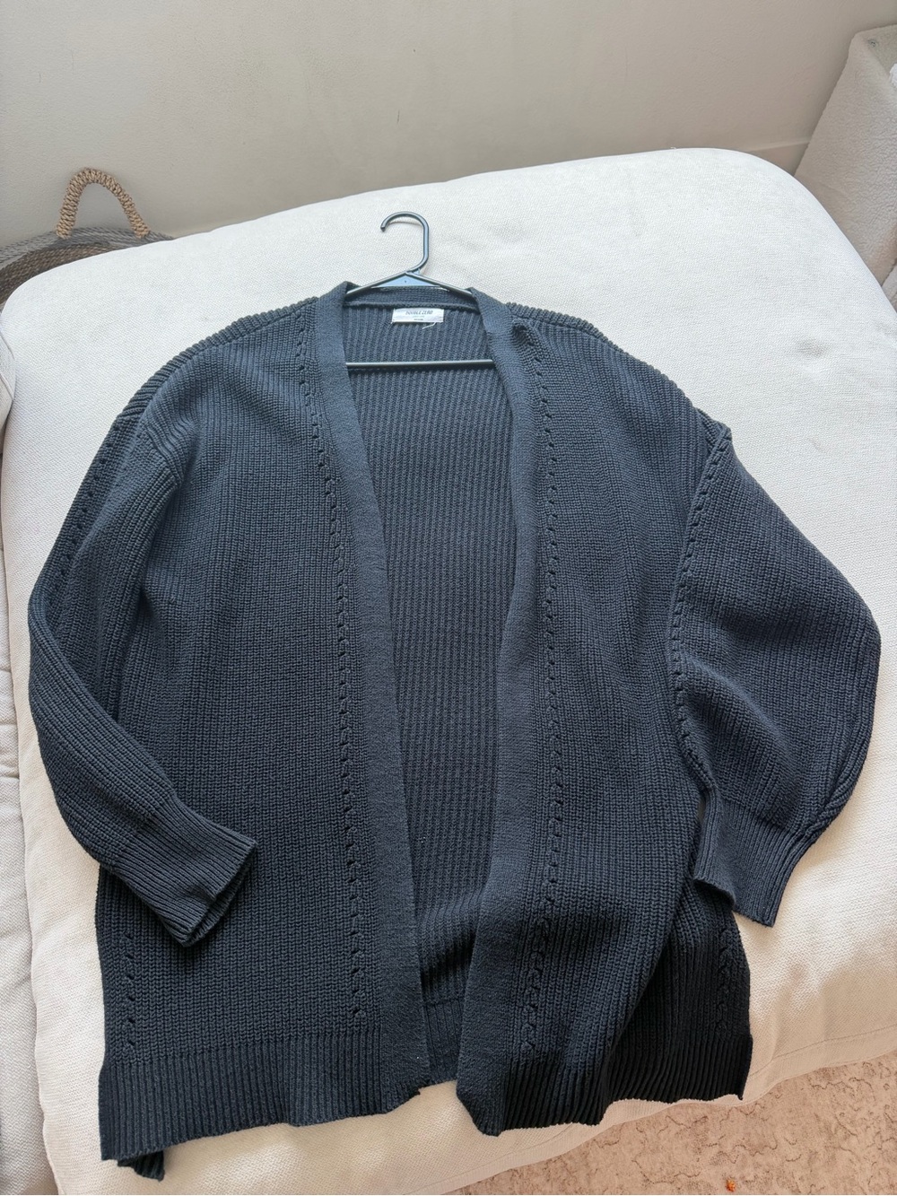 Women's Open Front Ribbed Cardigan Sweater - Charcoal